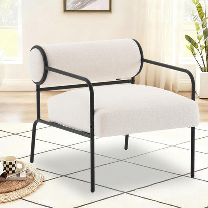 Mingone Loungesessel Lammwolle Weiß - Bequemer Teddy Sessel