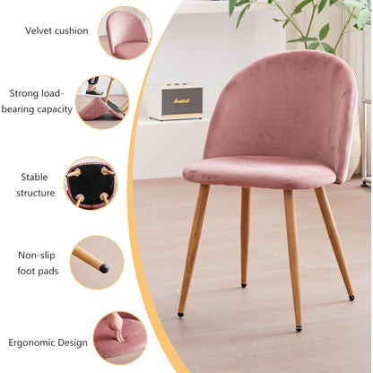 Samt Esszimmerstühle Set (Rosa, 6er-Set) – Modern & Komfortabel