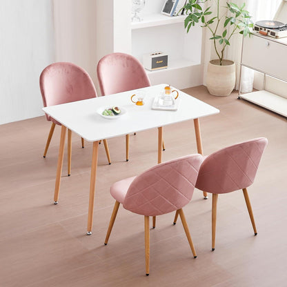 Samt Esszimmerstühle Set (Rosa, 6er-Set) – Modern & Komfortabel