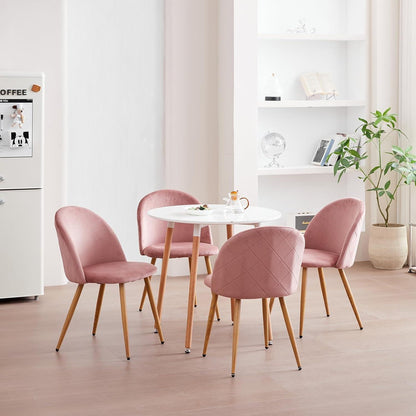 Samt Esszimmerstühle Set (Rosa, 6er-Set) – Modern & Komfortabel