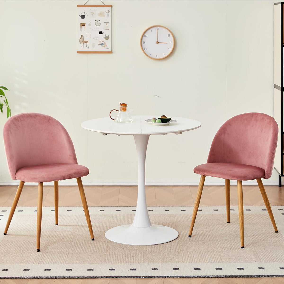 Samt Esszimmerstühle Set (Rosa, 6er-Set) – Modern & Komfortabel