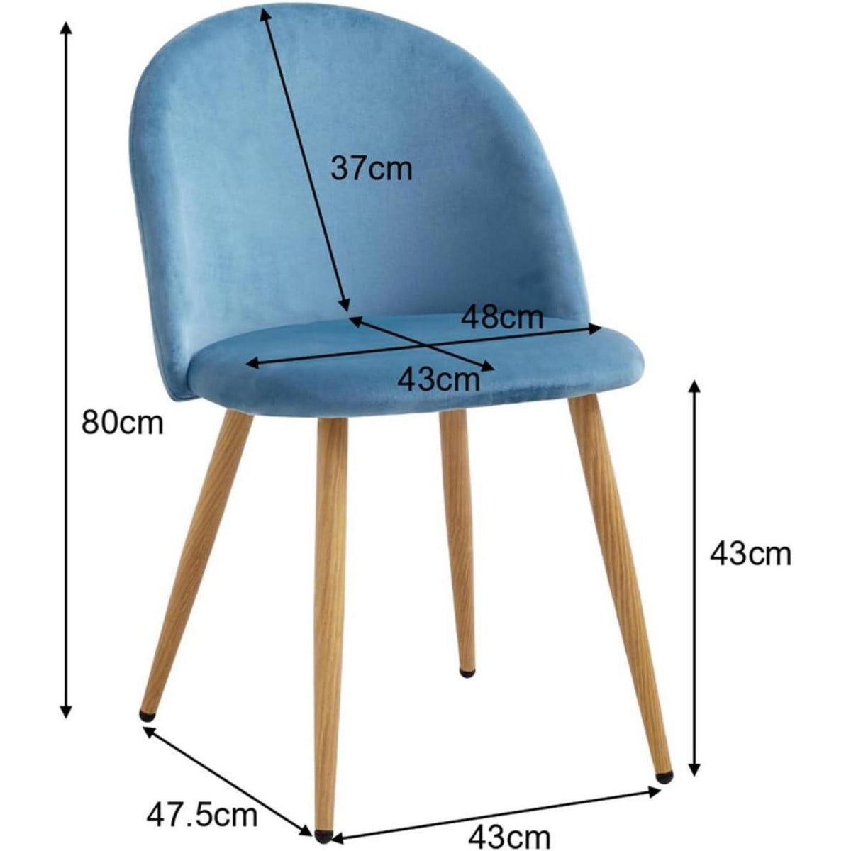Samt Esszimmerstühle Set (2/4/6) – Blau