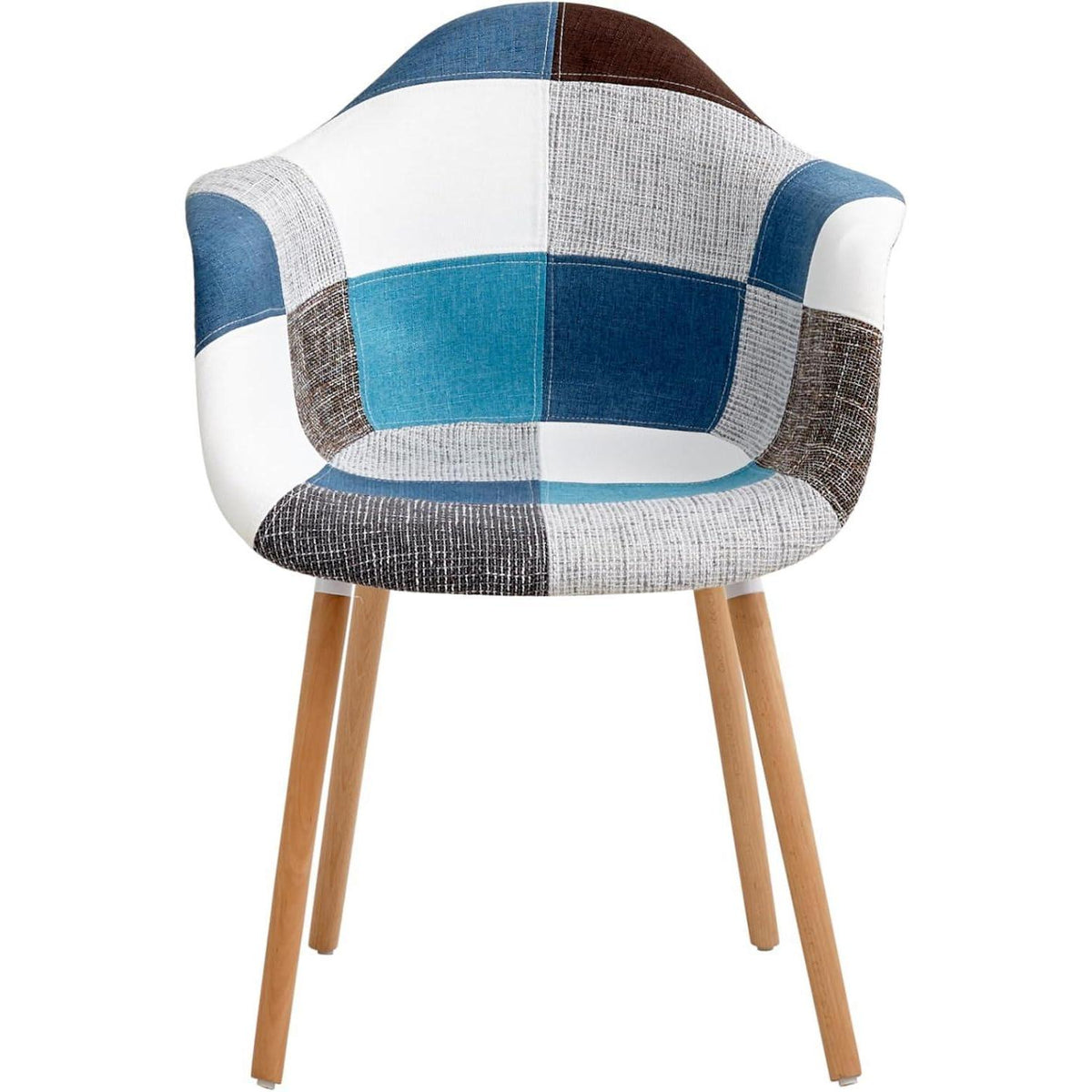Patchwork Esszimmerstühle mit Armlehnen – Set 4 | Blau
