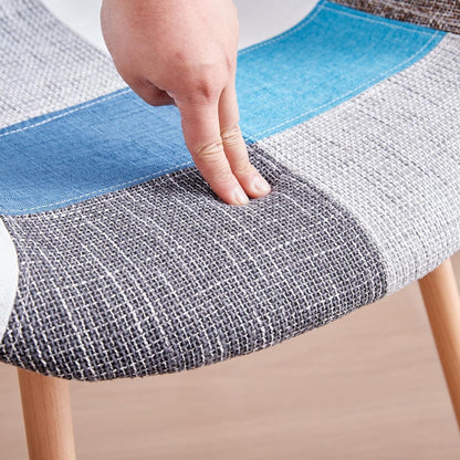 Patchwork Esszimmerstühle mit Armlehnen – Set 4 | Blau
