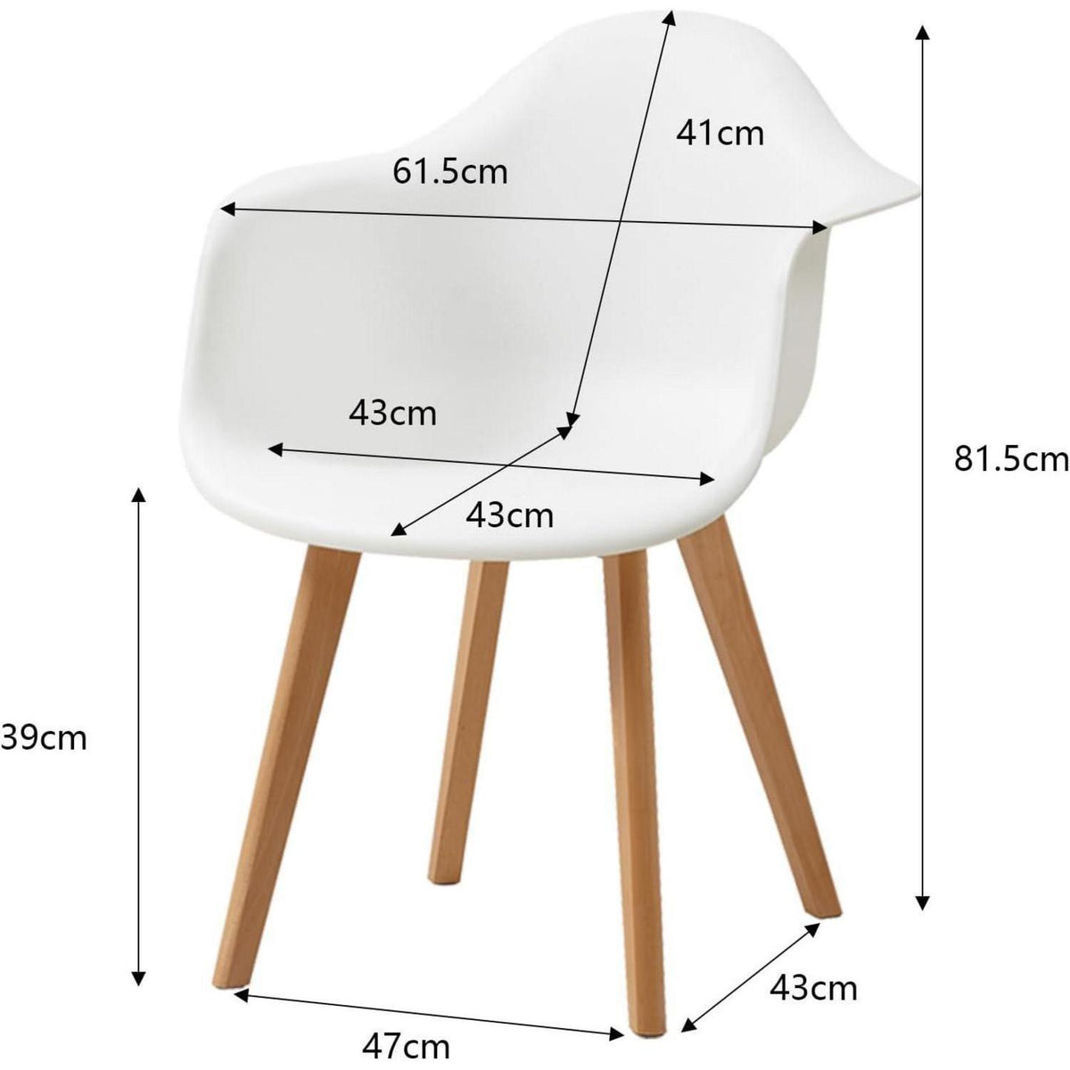 Moderner Esszimmerstuhl Set (2x) – Weiß, Buchenholz Beine