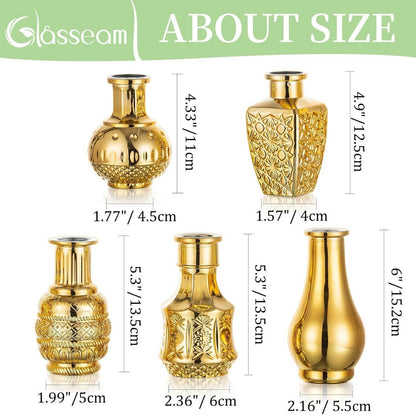 Goldene Glasvasen Set 5 Stück Moderne Blumenvasen Gold Dekor