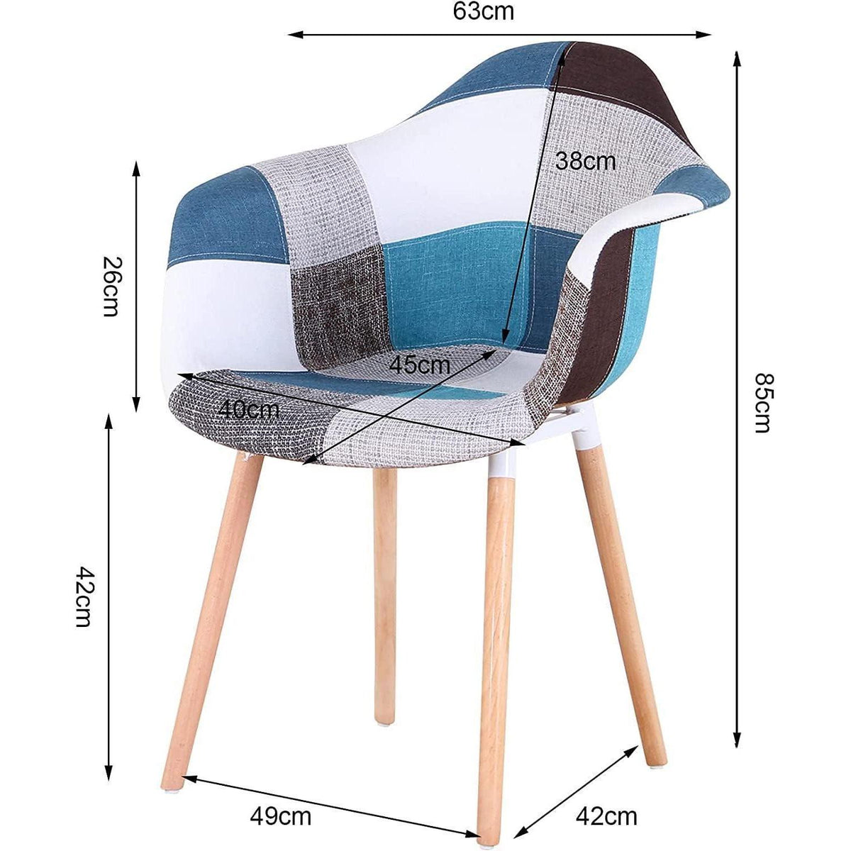 2 Esszimmerstühle Patchwork blau, bequeme Armlehnstühle