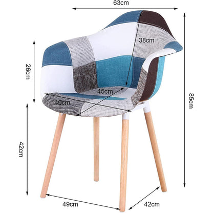 2 Esszimmerstühle Patchwork blau, bequeme Armlehnstühle