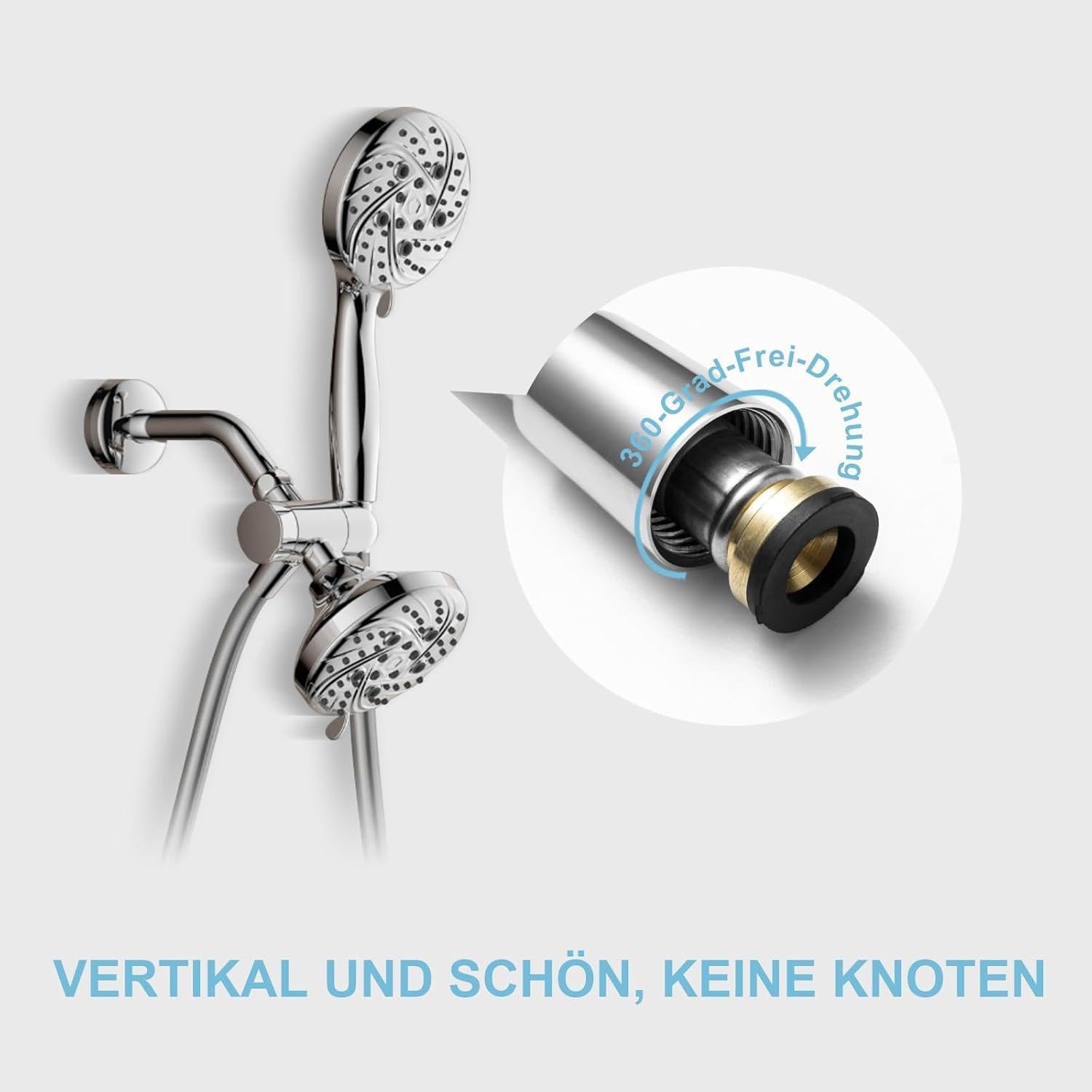Hochwertiger PVC Duschschlauch 3,0 m Silber - Flexibel und
