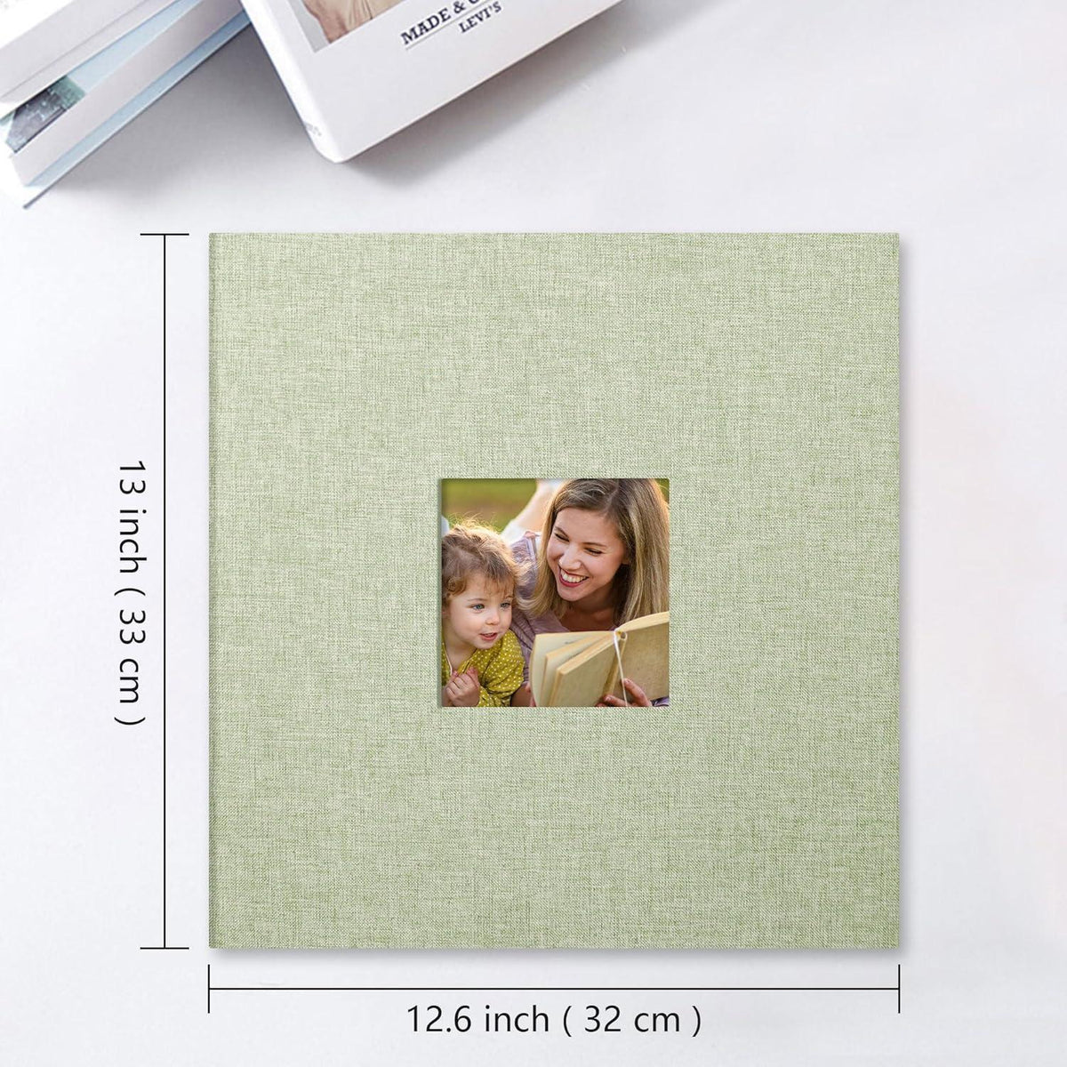 Selbstklebendes Fotoalbum Leinen Türkis 120 Seiten mit Stift