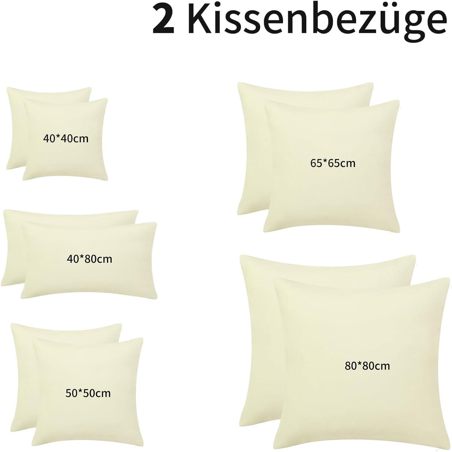 Kissenbezug 65x65 Hellgelb 2er Set Mikrofaser Weich mit Reißverschluss