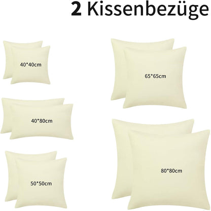 Kissenbezug 65x65 Hellgelb 2er Set Mikrofaser Weich mit Reißverschluss