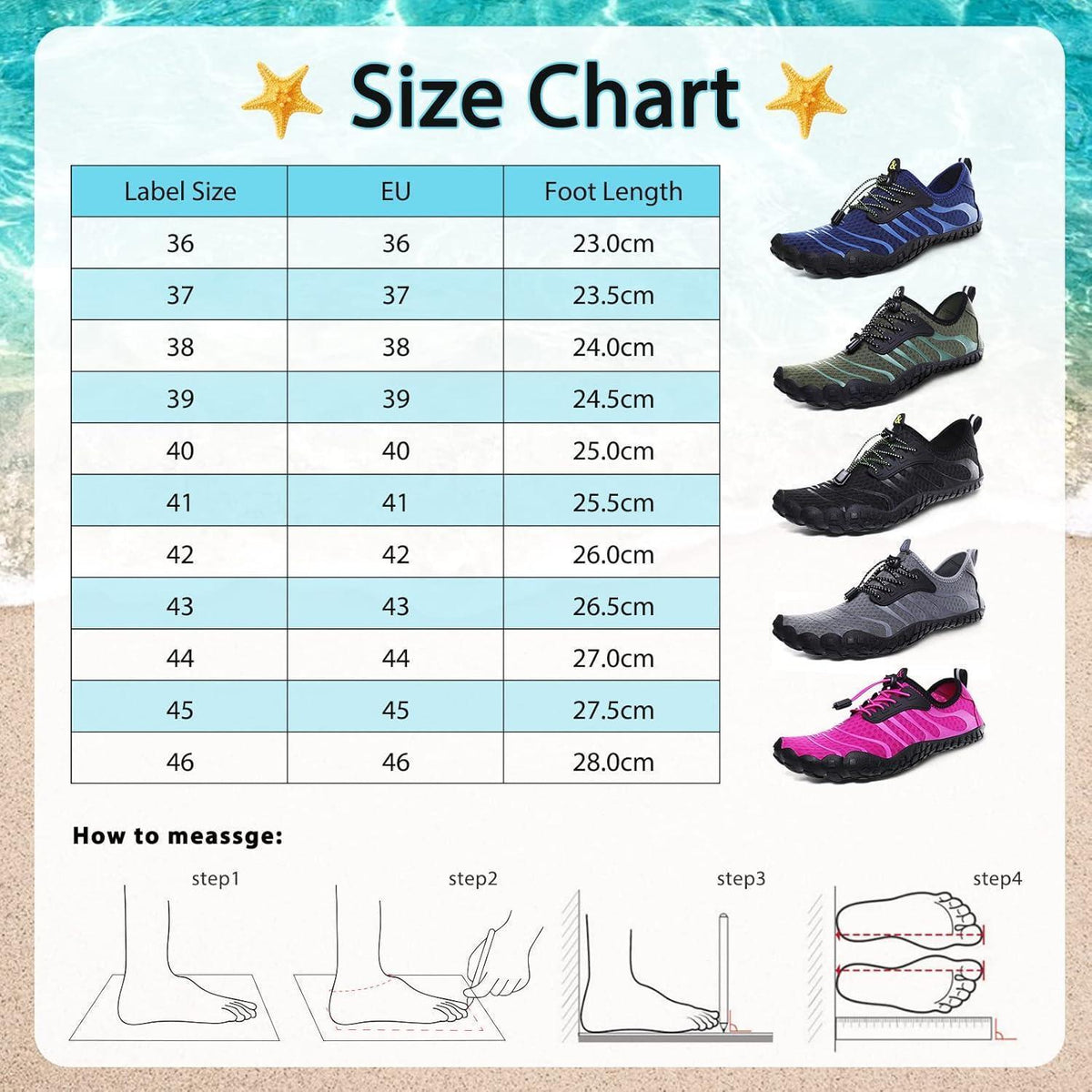 Aqua Schuhe Damen Herren Schnelltrocknend mit Drainagelöchern Schwarz