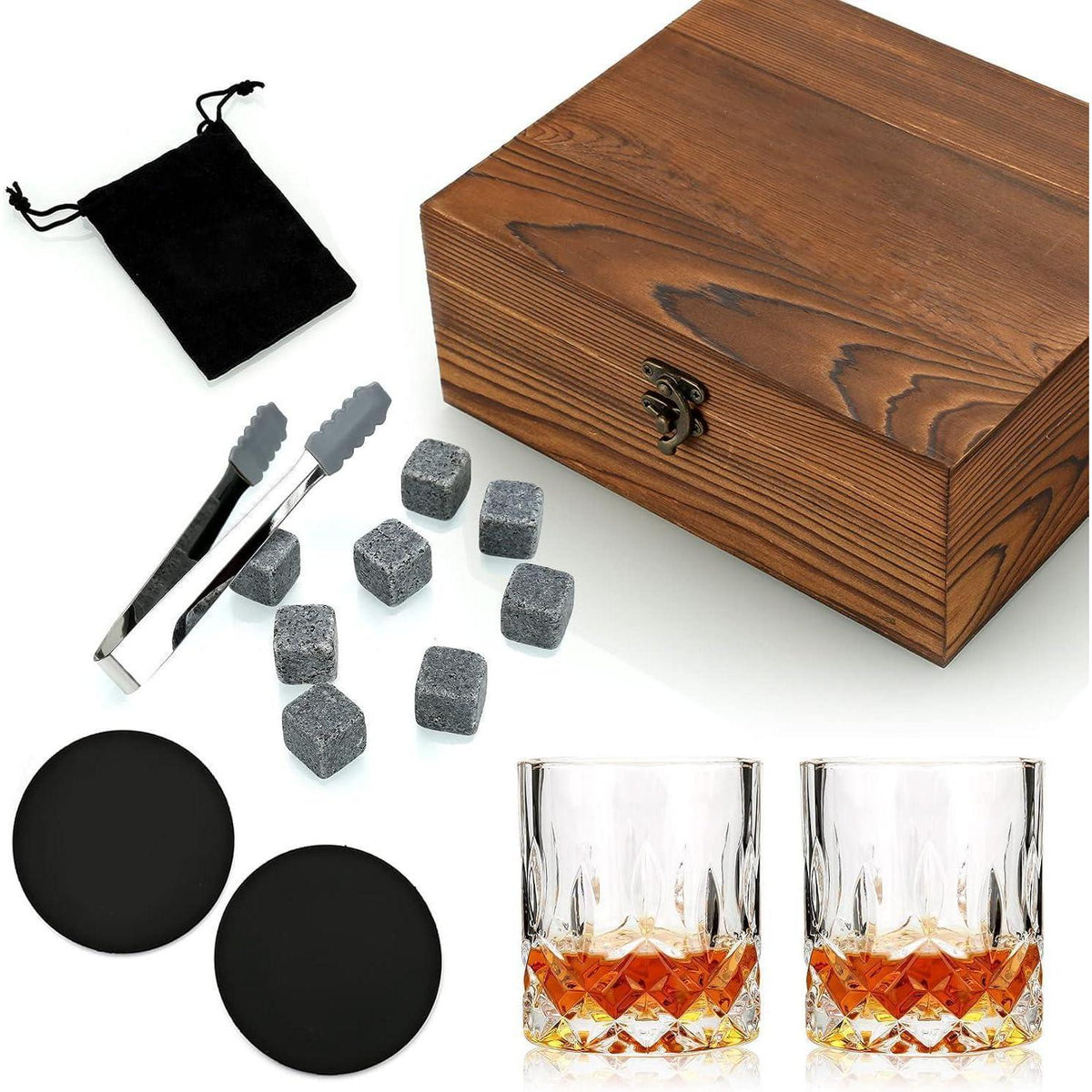 Whisky Geschenkset mit Gläsern & Steinen – Luxus für Männer