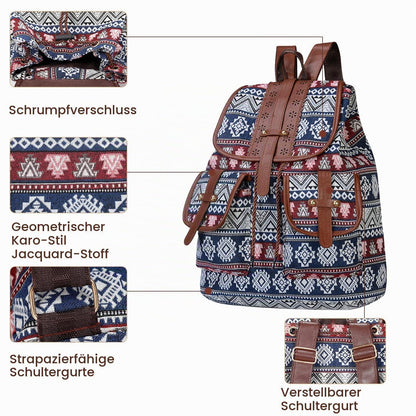 Damen Rucksack Hippie Stil – Bunter Tagesrucksack mit Laptopfach