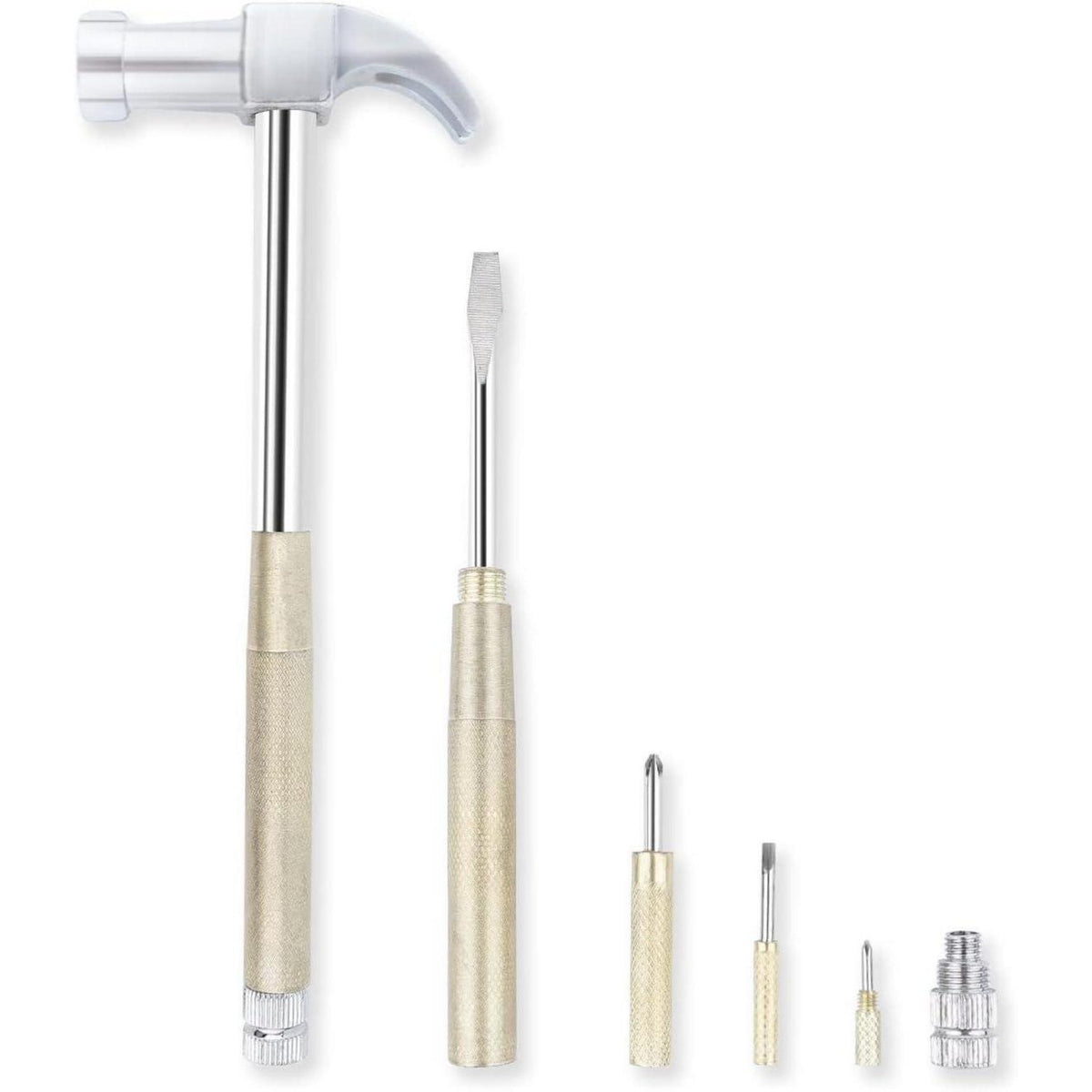 6-in-1 Hammer & Schraubendreher Multitool Set Silber Gelb