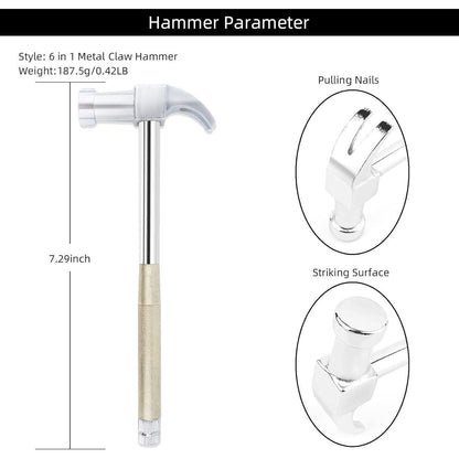 6-in-1 Hammer & Schraubendreher Multitool Set Silber Gelb