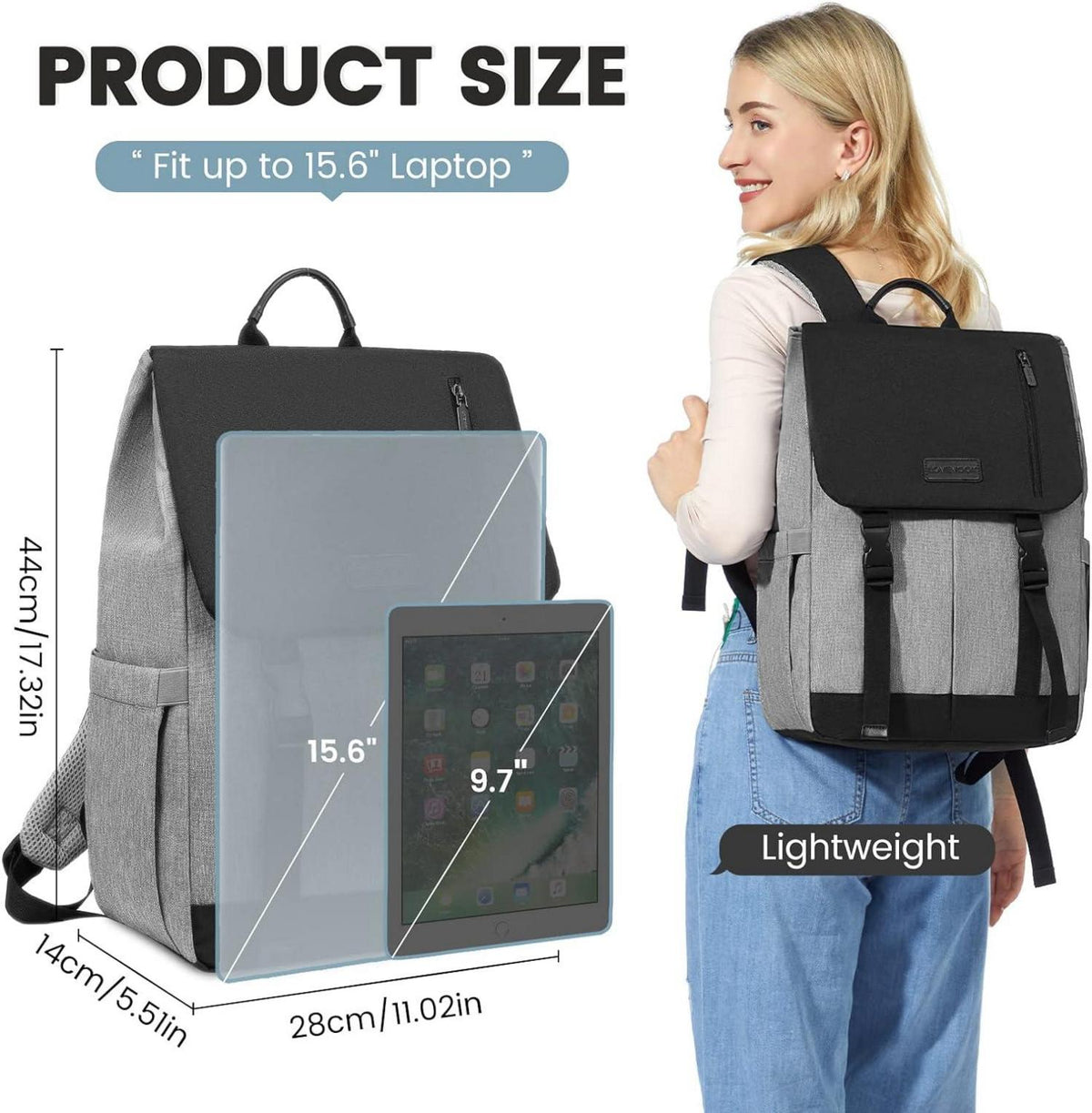 LOVEVOOK Laptop Rucksack 15.6 Zoll Damen Herren Wasserdicht