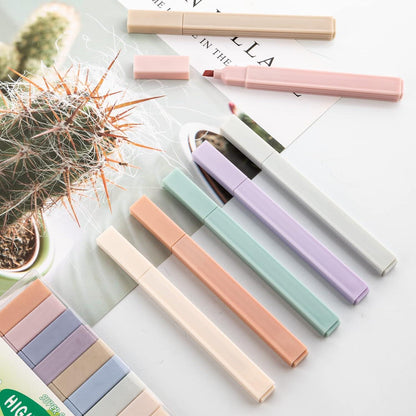 Pastell Textmarker 6er Set Pinselstrich Aesthetic Mildliner Marker für