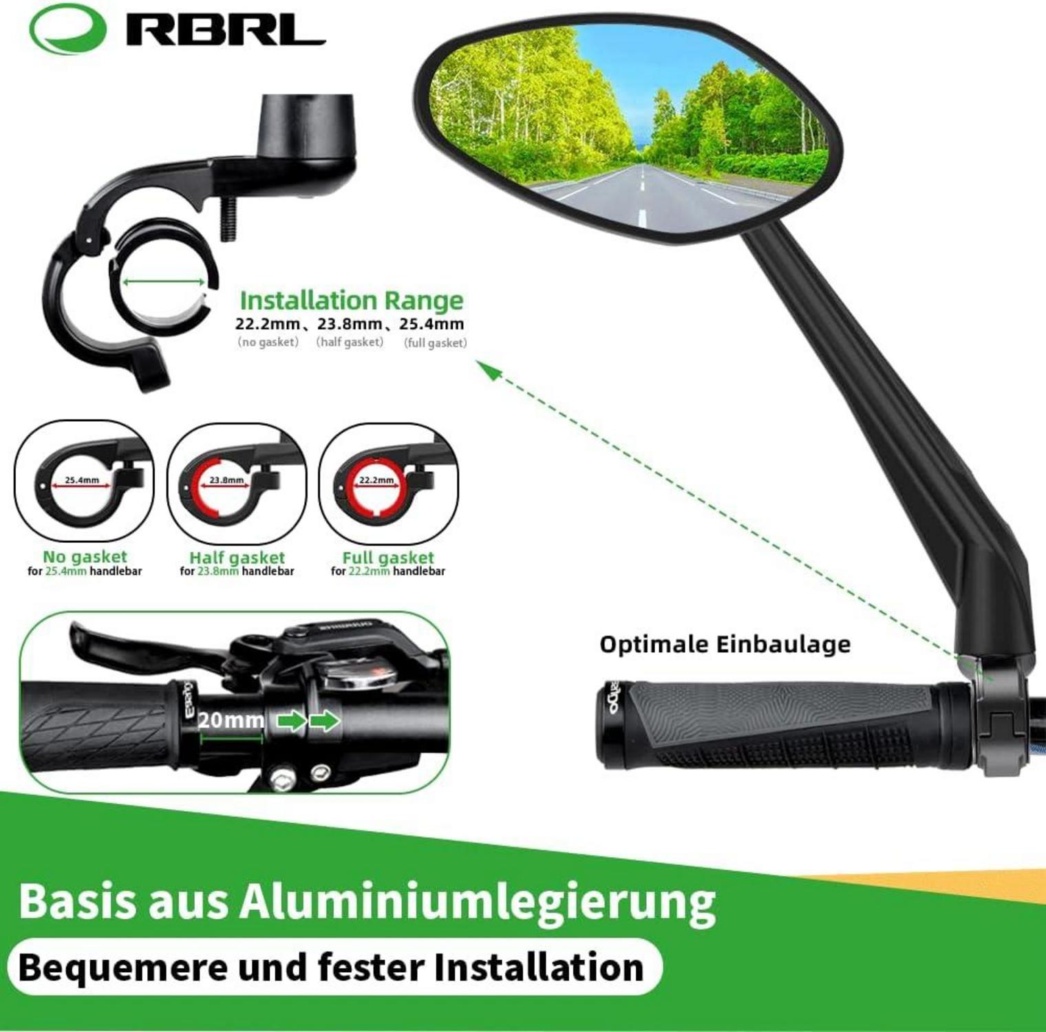 RBRL Fahrradspiegel Extra Große Spiegelfläche