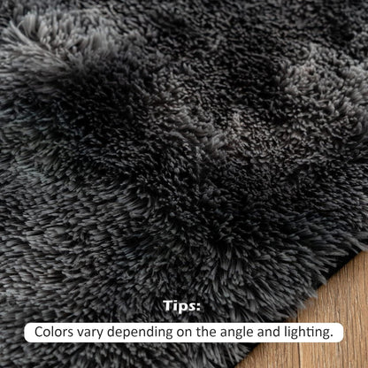 Hochflor Shaggy Teppich Wohnzimmer Kinderzimmer 90x150 Dunkelgrau