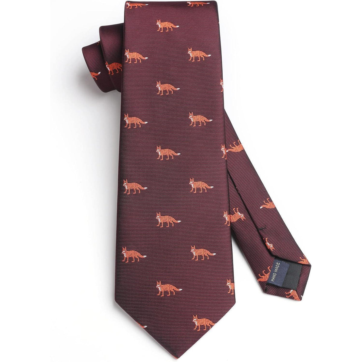 Krawatten-Set Herren mit Tiermuster, Einstecktuch, Business & Hochzeit, Burgund