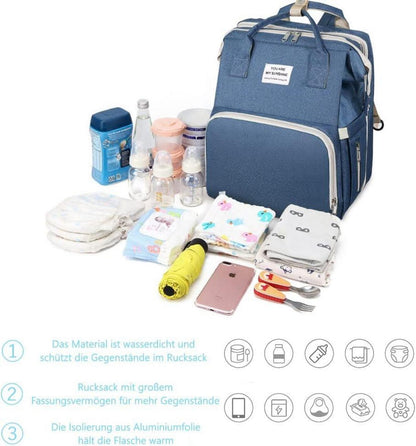 Baby Wickeltasche Rucksack mit Wickelauflage und großer Kapazität