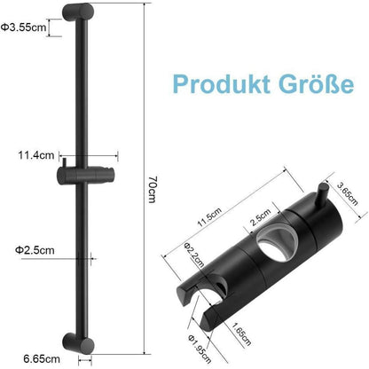 Verstellbare Duschstange Schwarz 70cm mit Halterung
