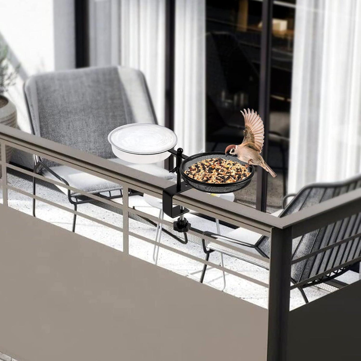 2-in-1 Vogeltränke & Futterstation für Balkon & Garten