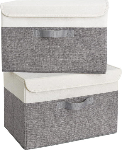 Aufbewahrungsboxen mit Deckel, 2er Set, Faltbare Stoffboxen
