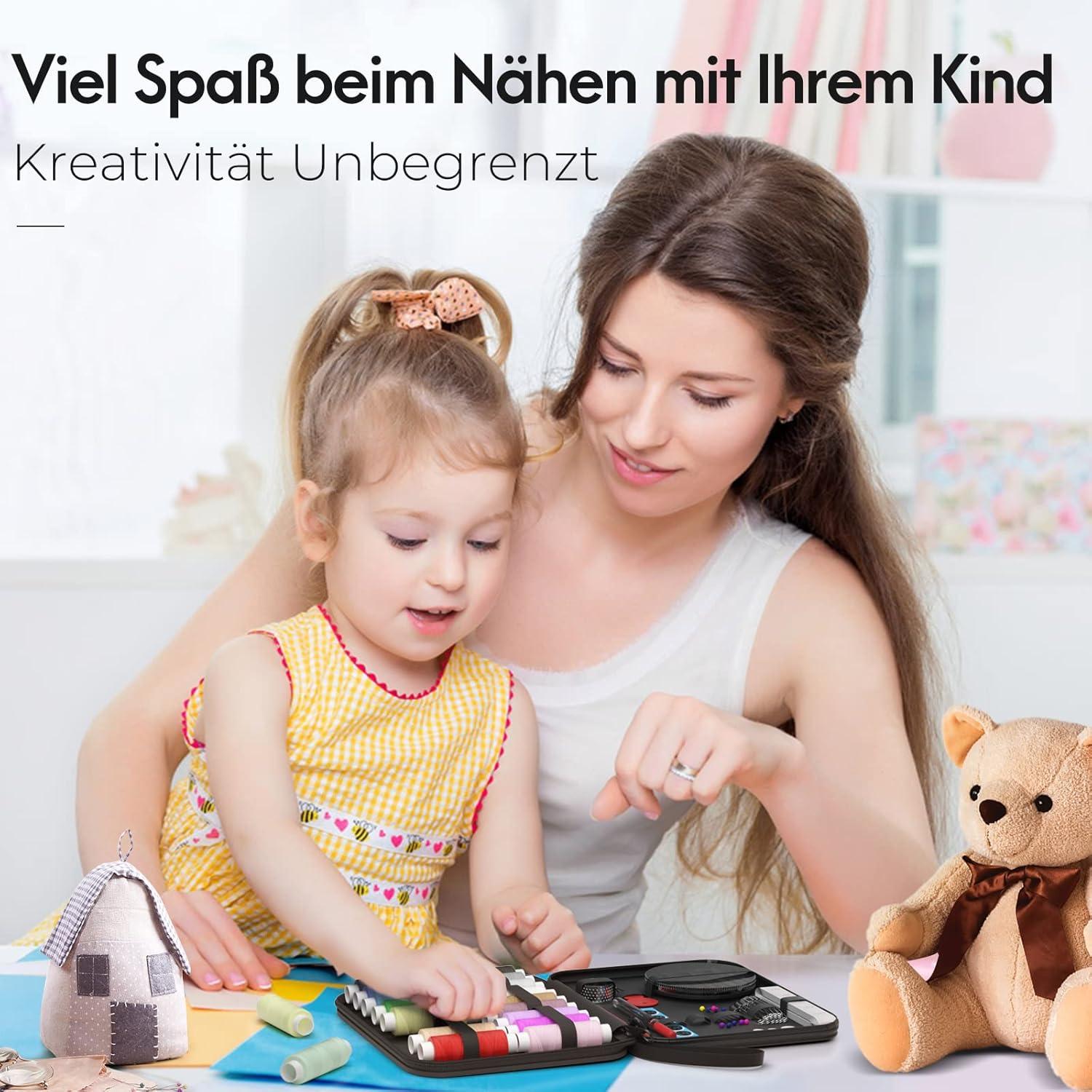Nähset mit Nähzubehör für Reise Notnähen Geschenke Schwarz