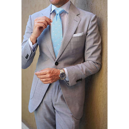 Herren Krawatte Tiermuster Hochzeit Business Set Blau Hund