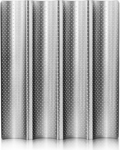 Anaeat Antihaft Baguette Backform 38x33cm für 4 Brote Silber