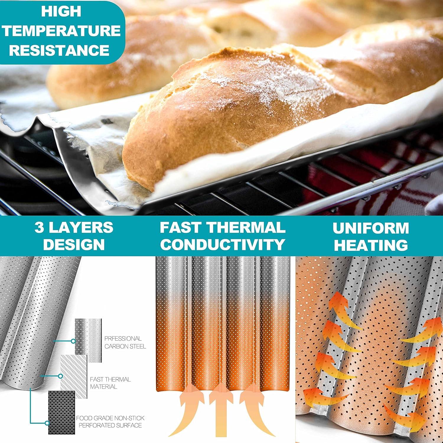 Anaeat Antihaft-perforierte Baguettepfanne 38cmx33cm Silber