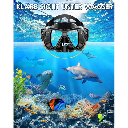 Schnorchelset Erwachsene mit Flossen Dry Top Schwimmflossen