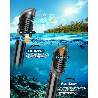 Schnorchelset Erwachsene mit Flossen Dry Top Schwimmflossen