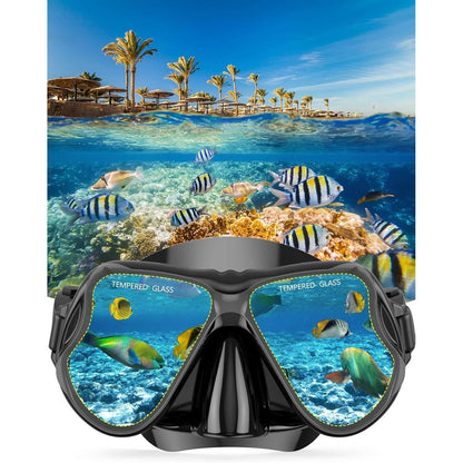 Schnorchelset Erwachsene mit Flossen Dry Top Schwimmflossen