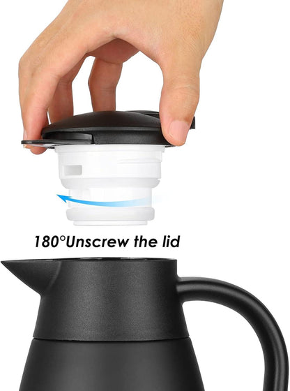 2 Liter Edelstahl Isolierkanne Teekanne Schwarz Vakuum Thermoskanne