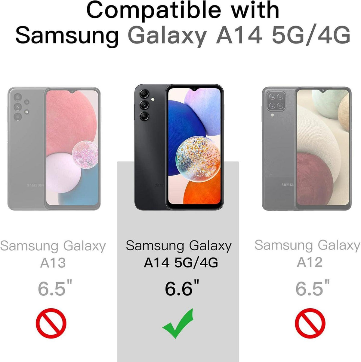 Schutzfolie für Samsung Galaxy A14 6,6 Zoll, 9H Panzerglas