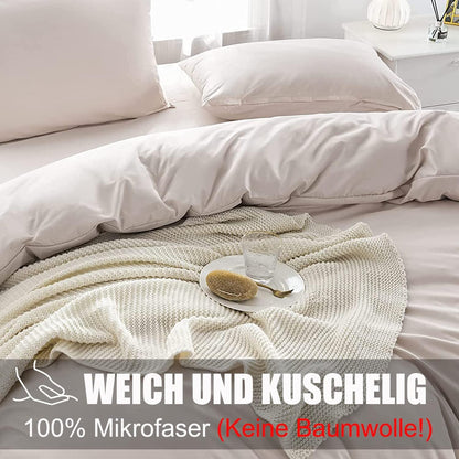 Soifox Bettwäsche 155x220 Beige, Mikrofaser Sets bügelfrei
