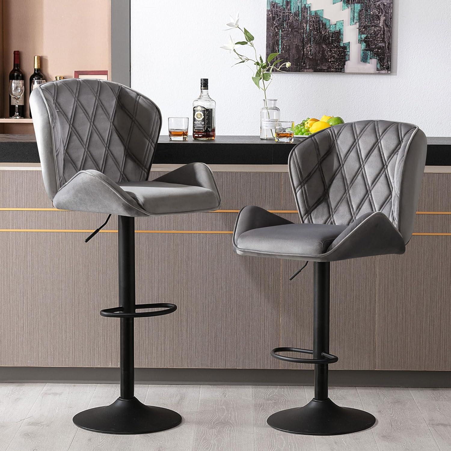 Barhocker mit Rückenlehne, höhenverstellbar, drehbar, gepolstert