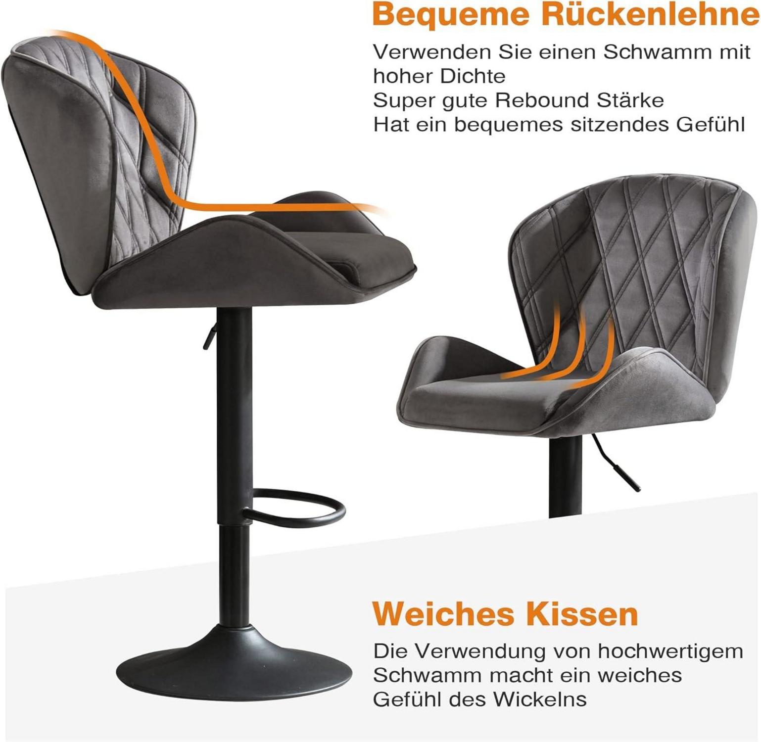 Barhocker mit Rückenlehne, höhenverstellbar, drehbar, gepolstert