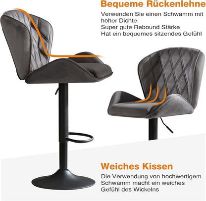 Barhocker mit Rückenlehne, höhenverstellbar, drehbar, gepolstert
