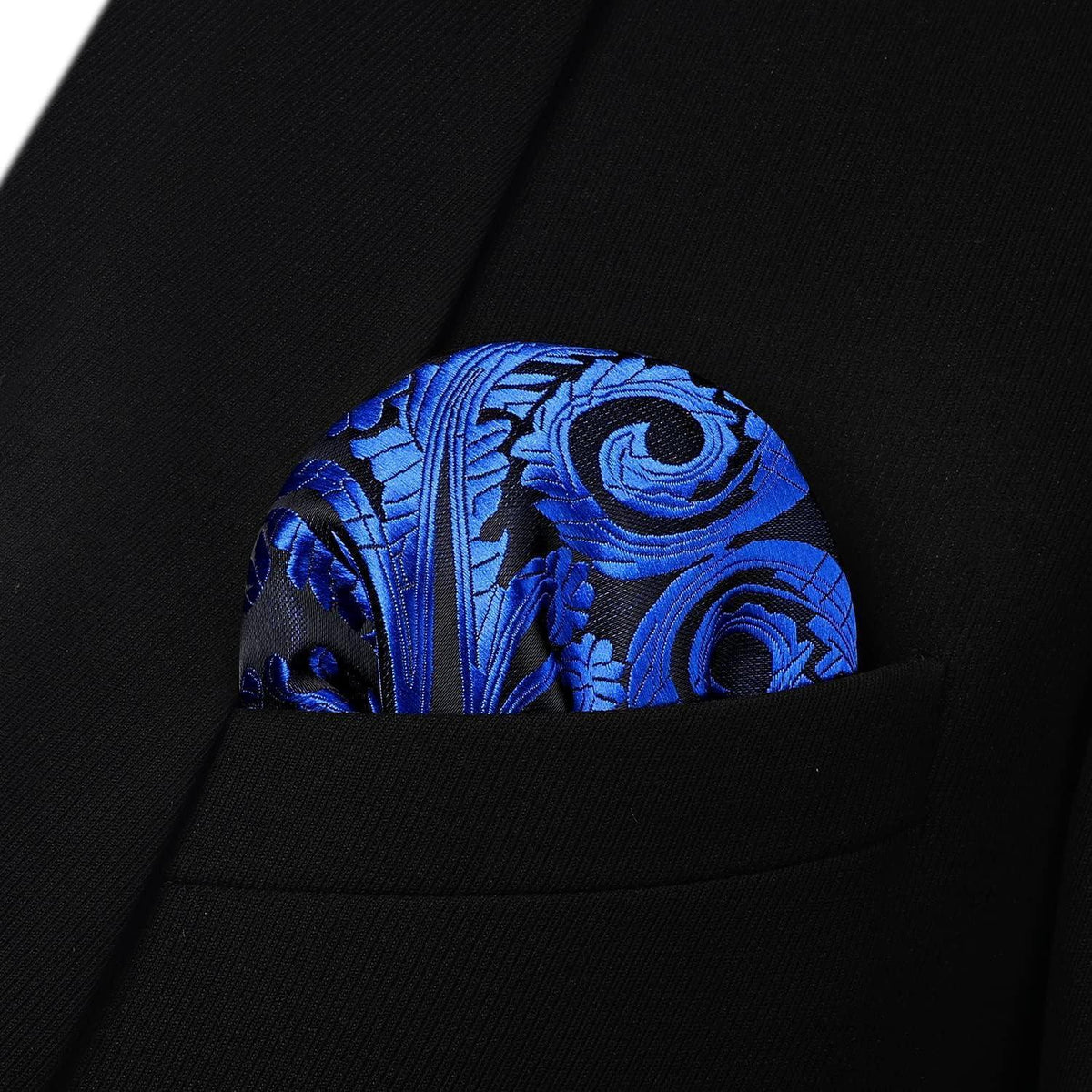 Herren Fliege & Einstecktuch Set Paisley Jacquard Royal Blau