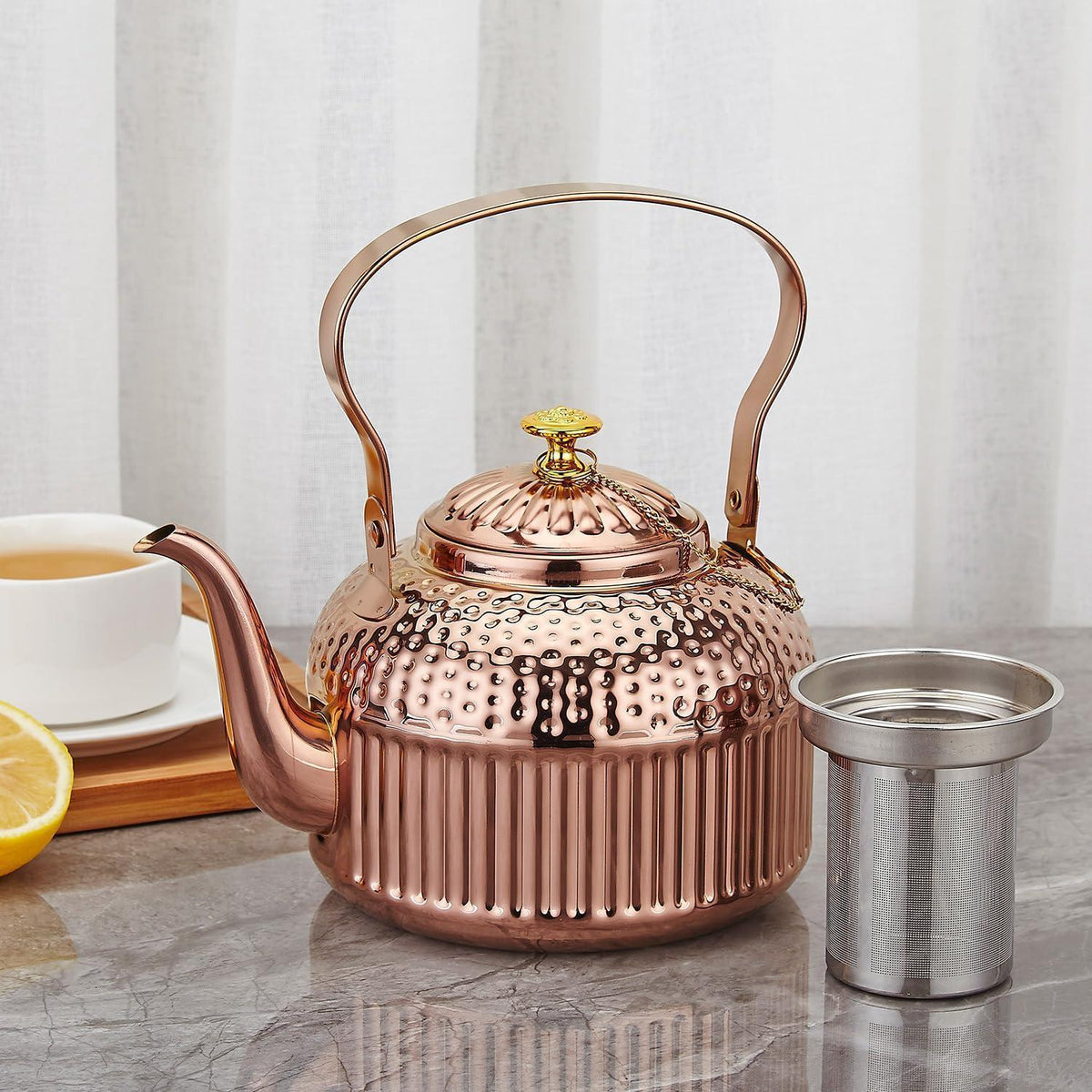 Edelstahl Teekanne 1,8L mit Teesieb – Kupferfarben