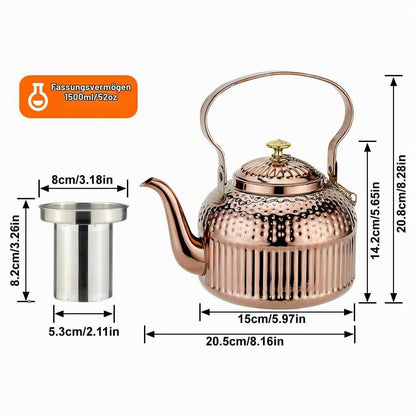 Edelstahl Teekanne 1,8L mit Teesieb – Kupferfarben
