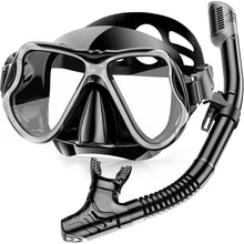 Schnorchelset Erwachsene mit Tauchmaske und Dry Schnorchel, Schwarz