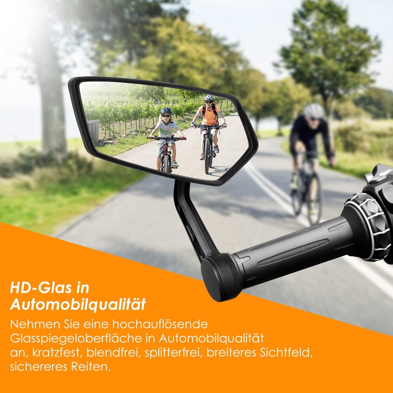 Arkham Fahrradspiegel HD Echtglas Extra Groß für Links