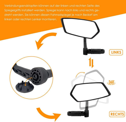 Fahrradspiegel HD Echtglas Extra Große Spiegelfläche Universal für