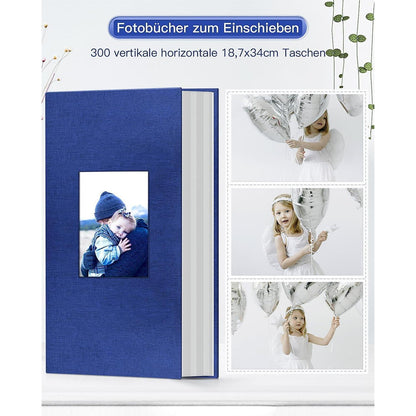 Fotoalbum Dunkelblau mit 300 Fotos, Leineneinband, 10x15 cm